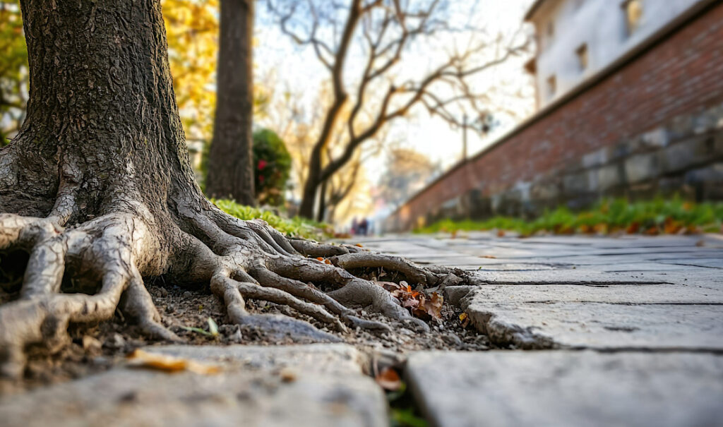 Root intrusion and sidewalk concrete damage in Denver, CO